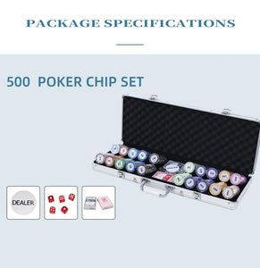 500 Poker sjetonger Texas Hold'em Sett og aluminium case tekshop.no