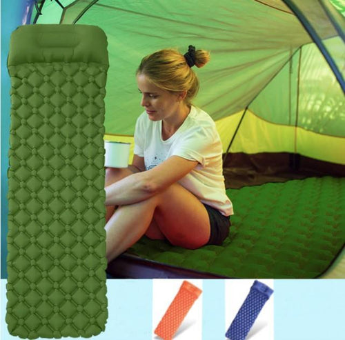 Oppblåsbar fjærlett luftmadrass for backpacking, camping, telttur og hengekøyer tekshop.no