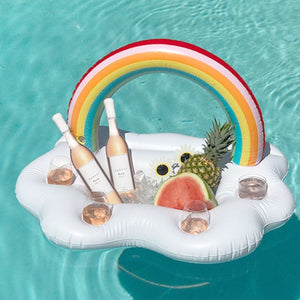 Rainbow Bucket Cloud Cup Holder Inflatable Pool Float - tekshop.no