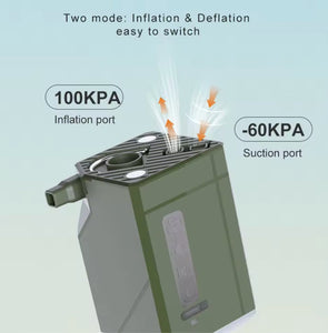 5 i 1 Air pump Inflatable luftpumpe med lys, deflasjon, vifte og powerbank tekshop.no