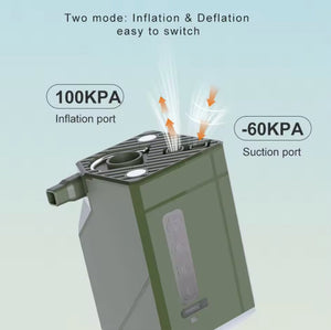 5 i 1 Air pump Inflatable luftpumpe med lys, deflasjon, vifte og powerbank tekshop.no