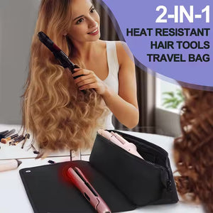 2-i-1 Vanntett multi Hair Styler bag og varmebestandig matte