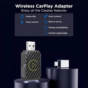 2-i-1 kompakt CarPlay-adapter med Bluetooth og WiFi