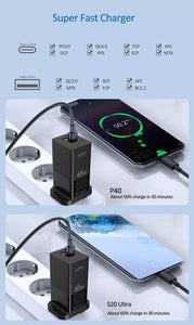 65W Multifunksjonell 3 i 1 USB Adapter lader GaN Reiselader tekshop.no