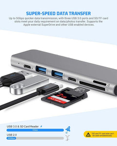 7-In-2 USB C Hub Dual Type C Multiport, with USB 3.0 for Mac tekshop.no