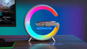 Bedside Rainbow G-Lamp With Wireless Charger Station / Alarm Clock / - tekshop.no