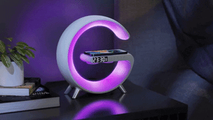 Bedside Rainbow G-Lamp With Wireless Charger Station / Alarm Clock / Bluetooth Speaker / Rainbow RGB Night Light tekshop.no