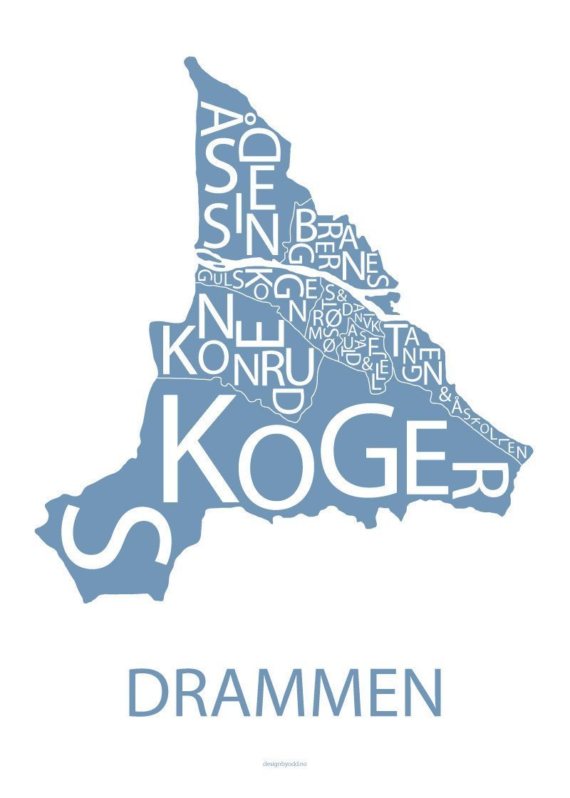 Drammen kart (blå kart) - tekshop.no