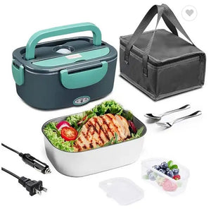 Elektrisk lunsjboks med bestikk og matboks som holder lunsjmaten varm tekshop.no