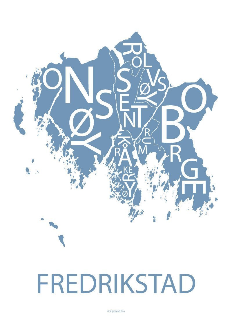 Fredrikstad kart (blå kart) - tekshop.no