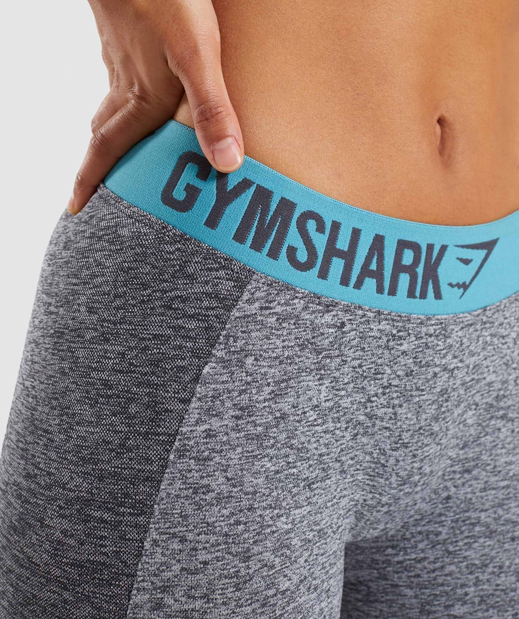 Gymshark Flex Leggings Charcoal Marl Turquoise Teal Size XS Contour  Seamless