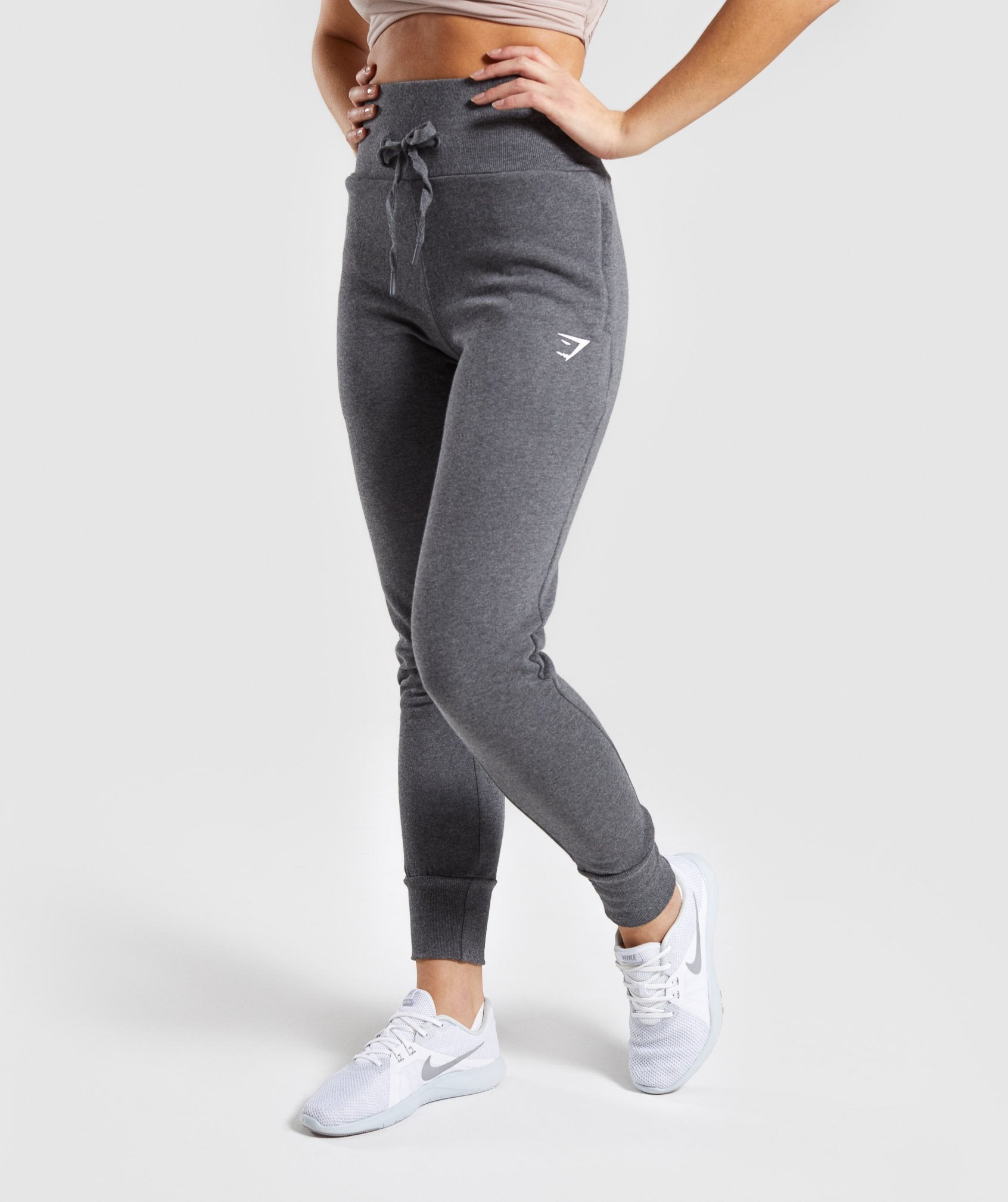 Gymshark Mid Rise Stretch Waist Charcoal Womens Pause Joggers GLBT4286 CH