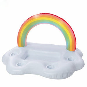 Rainbow Bucket Cloud Cup Holder Inflatable Pool Float - tekshop.no